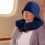 VIAGGI Hoodie Travel Memory Foam Neck Pillow - Blue